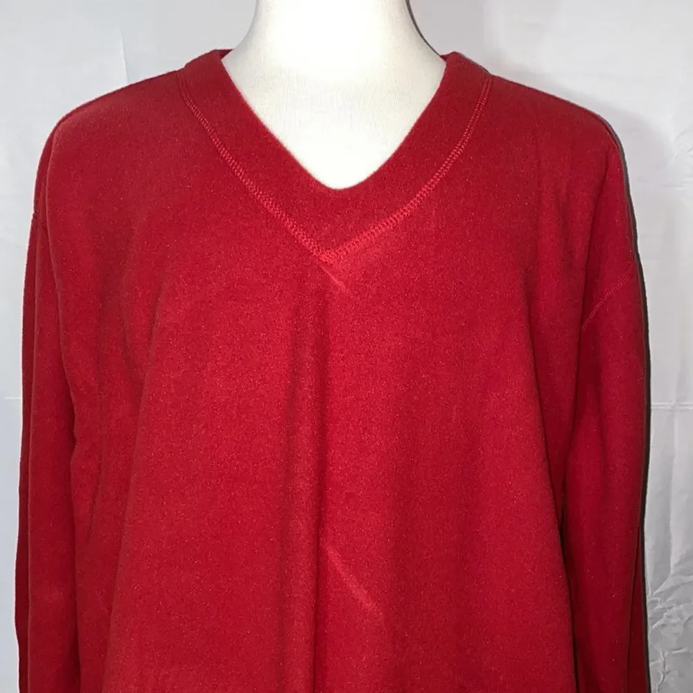 Vintage 80’s J. Crew Fleece V-Neck Pullover Size XL Made In USA